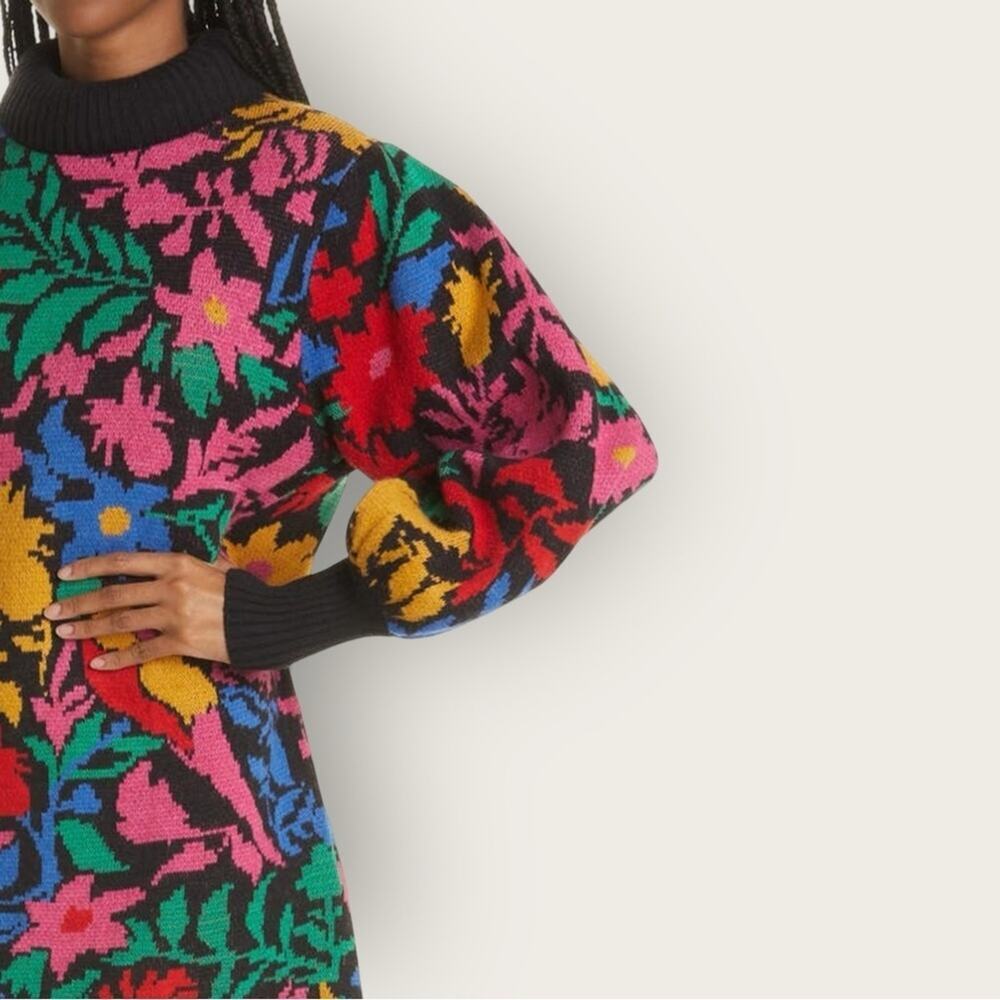 EUC | Farm Rio | Tropical Garden Long Sleeve Sweater Dress | Multi | Small - Picture 14 of 14